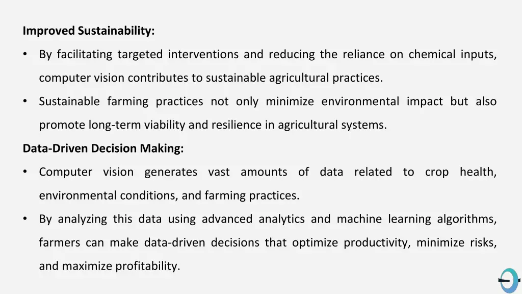 improved sustainability