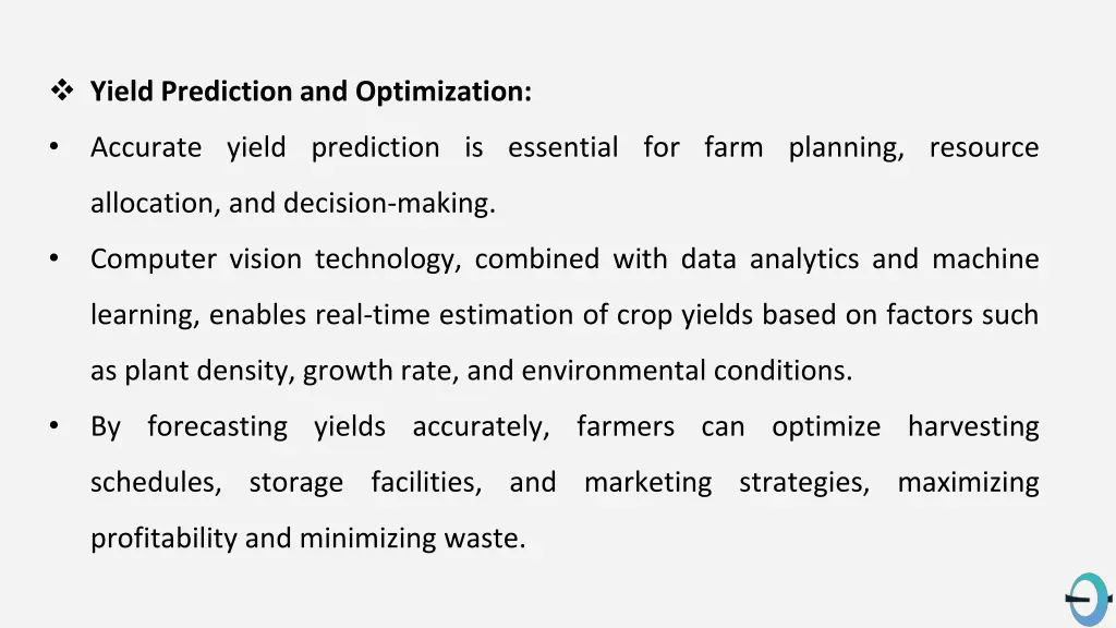yield prediction and optimization