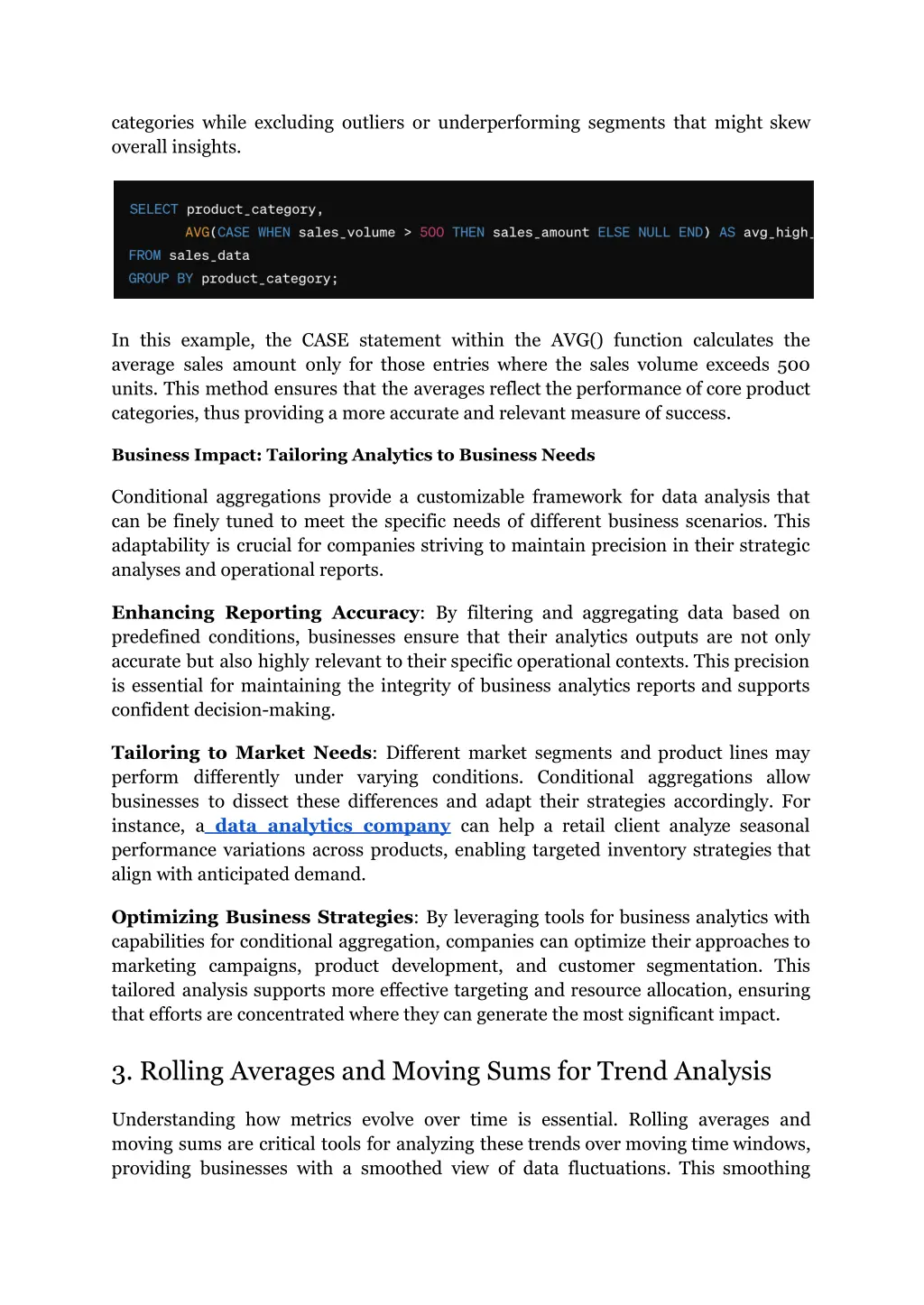 categories while excluding outliers