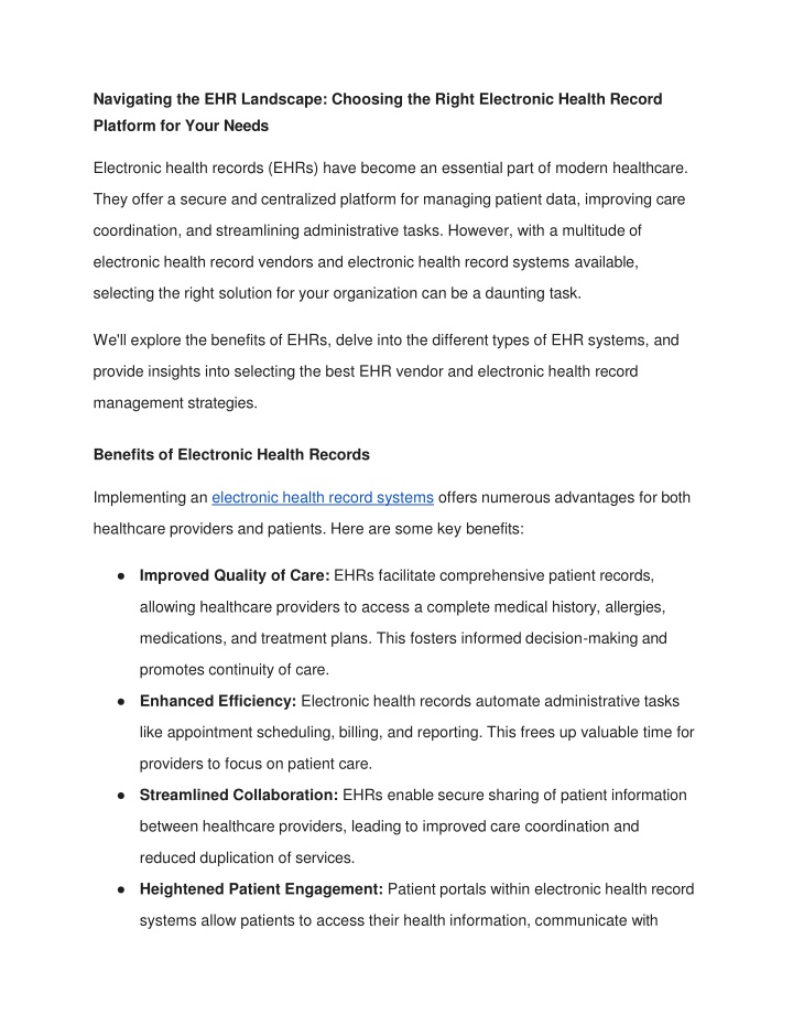 navigating the ehr landscape choosing the right