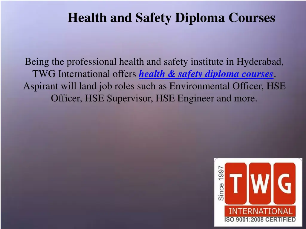 health and safety diploma courses