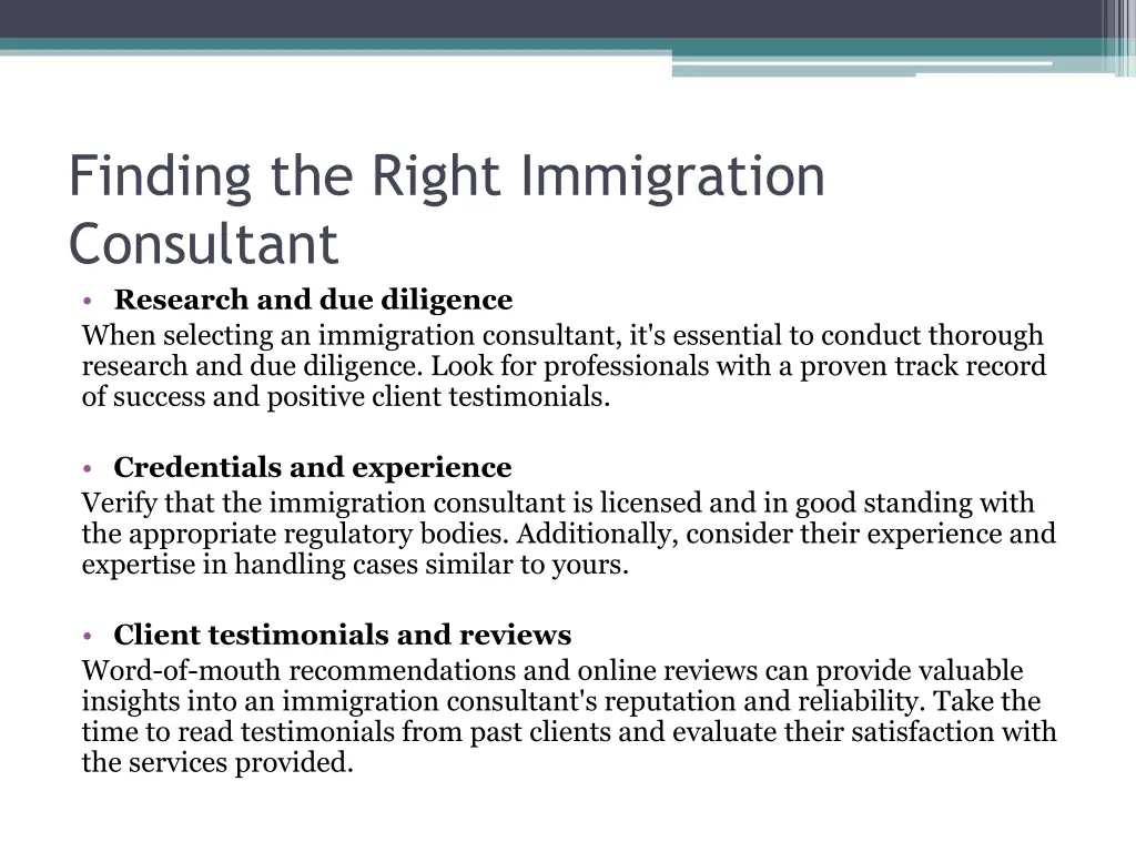 finding the right immigration consultant research