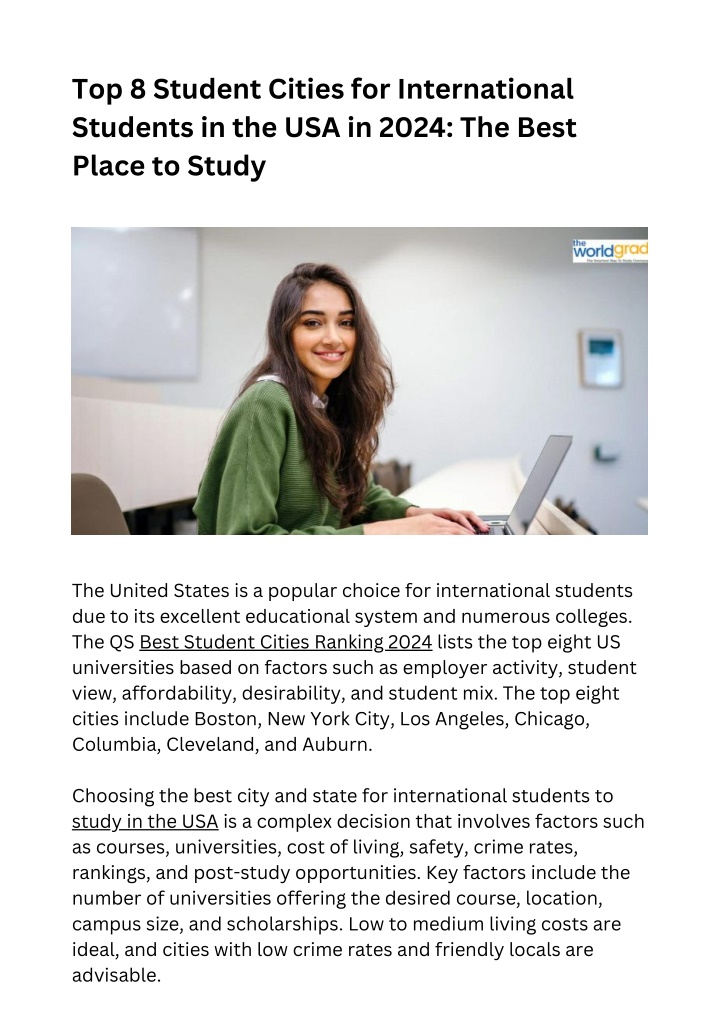 top 8 student cities for international students