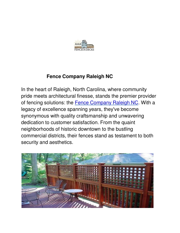 fence company raleigh nc