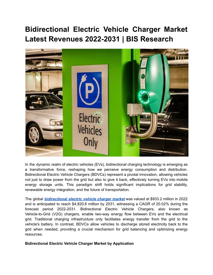 bidirectional electric vehicle charger market