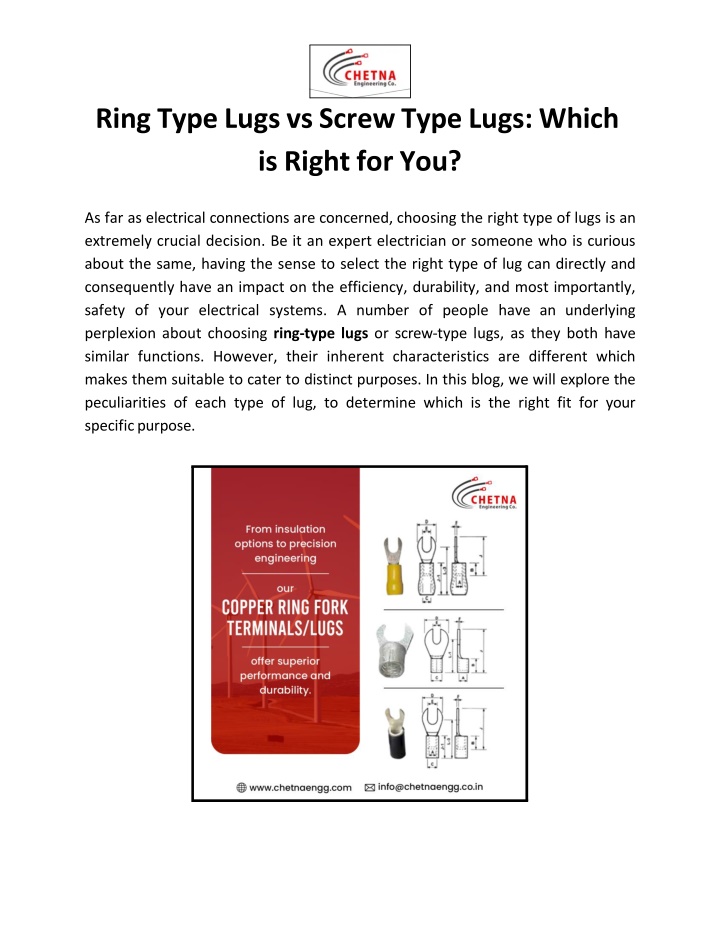 ring type lugs vs screw type lugs which is right