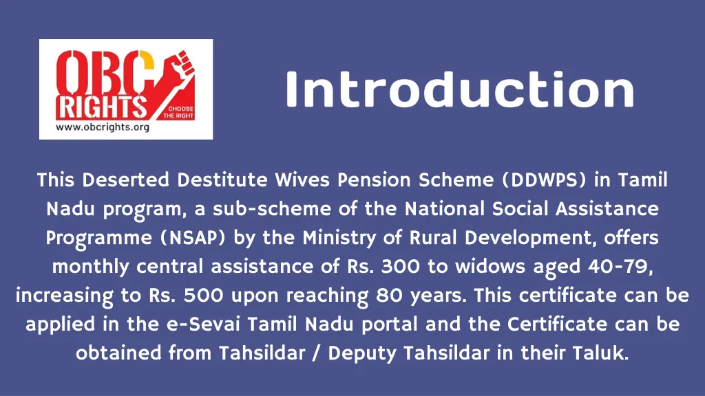 this deserted destitute wives pension scheme