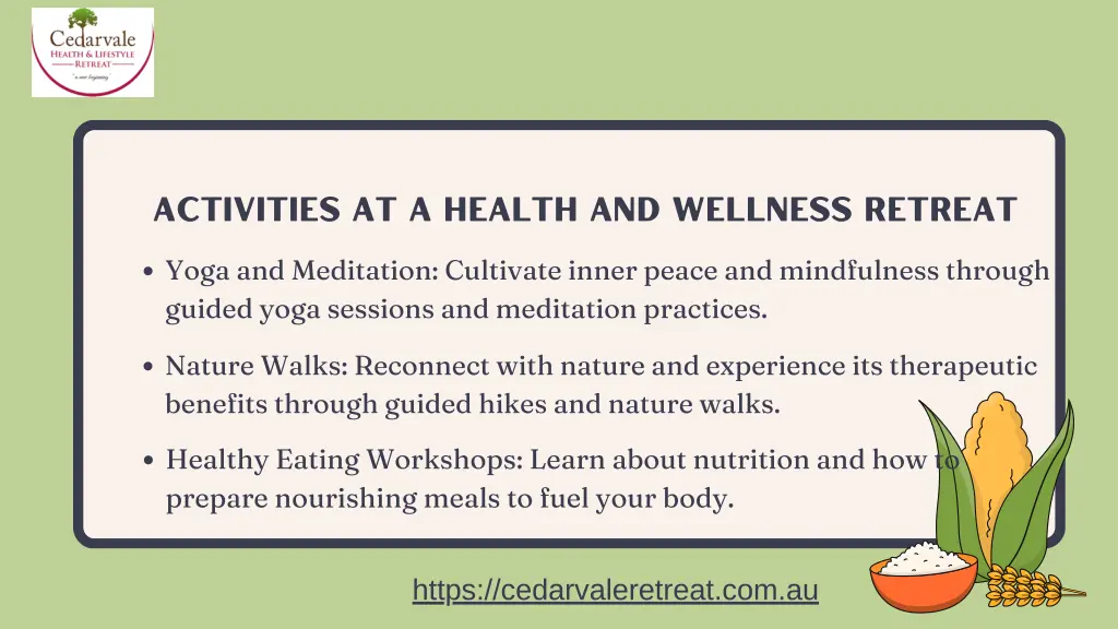 activities at a health and wellness retreat