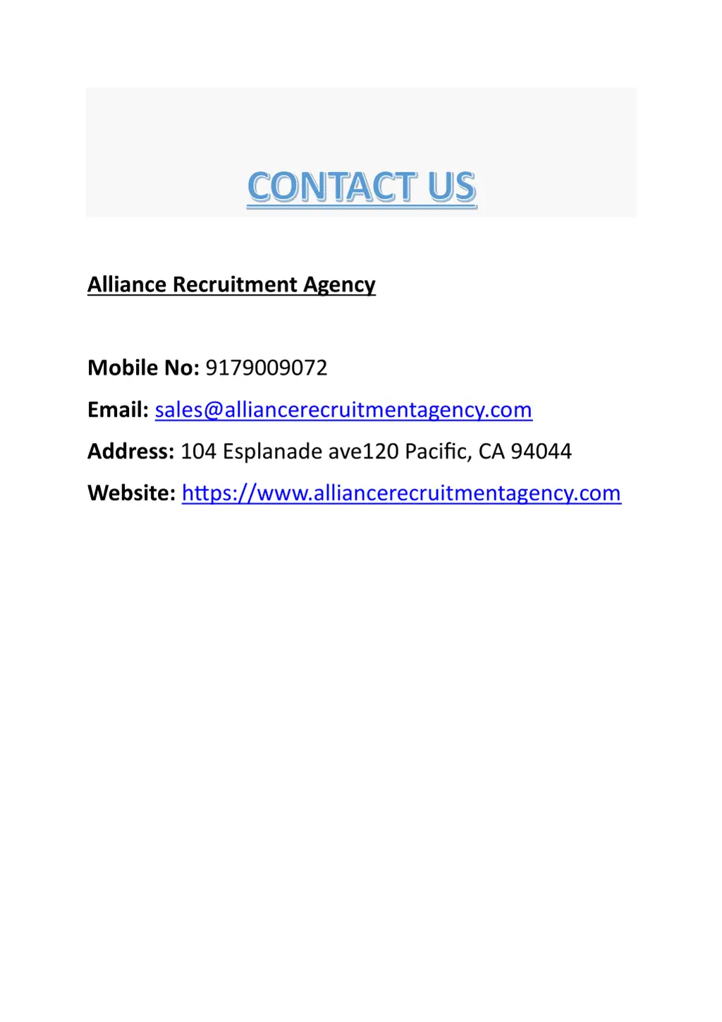 alliance recruitment agency