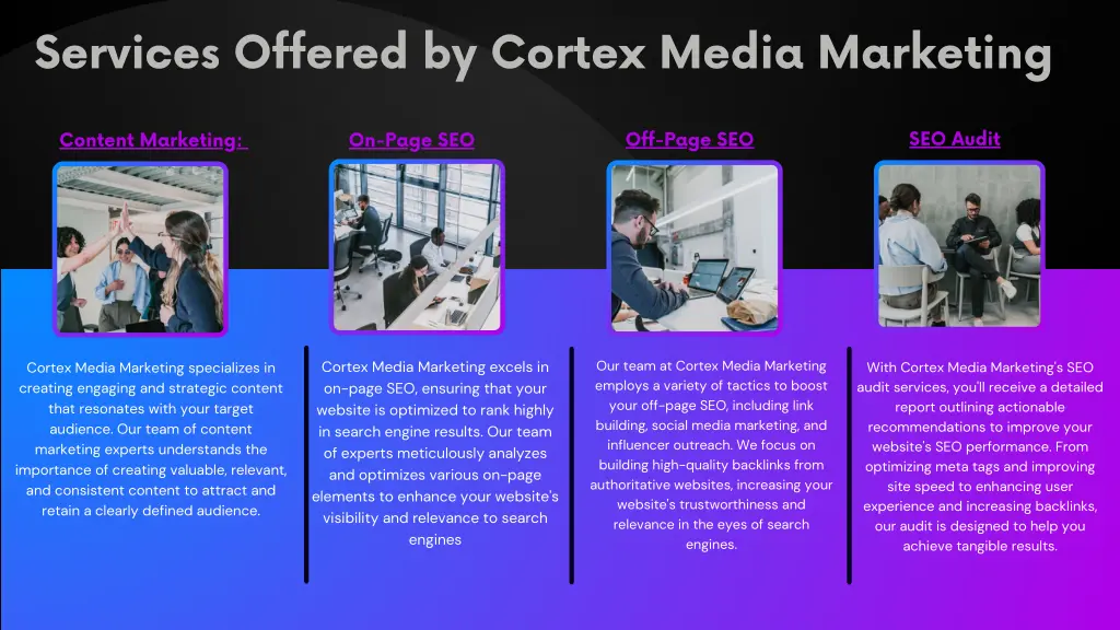 services offered by cortex media marketing
