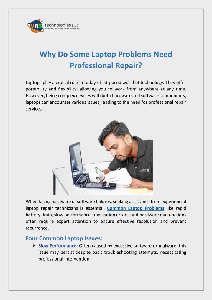 why do some laptop problems need professional