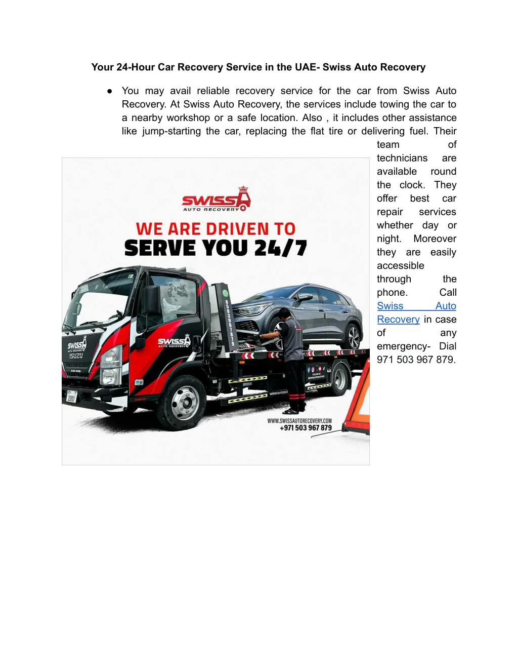 your 24 hour car recovery service