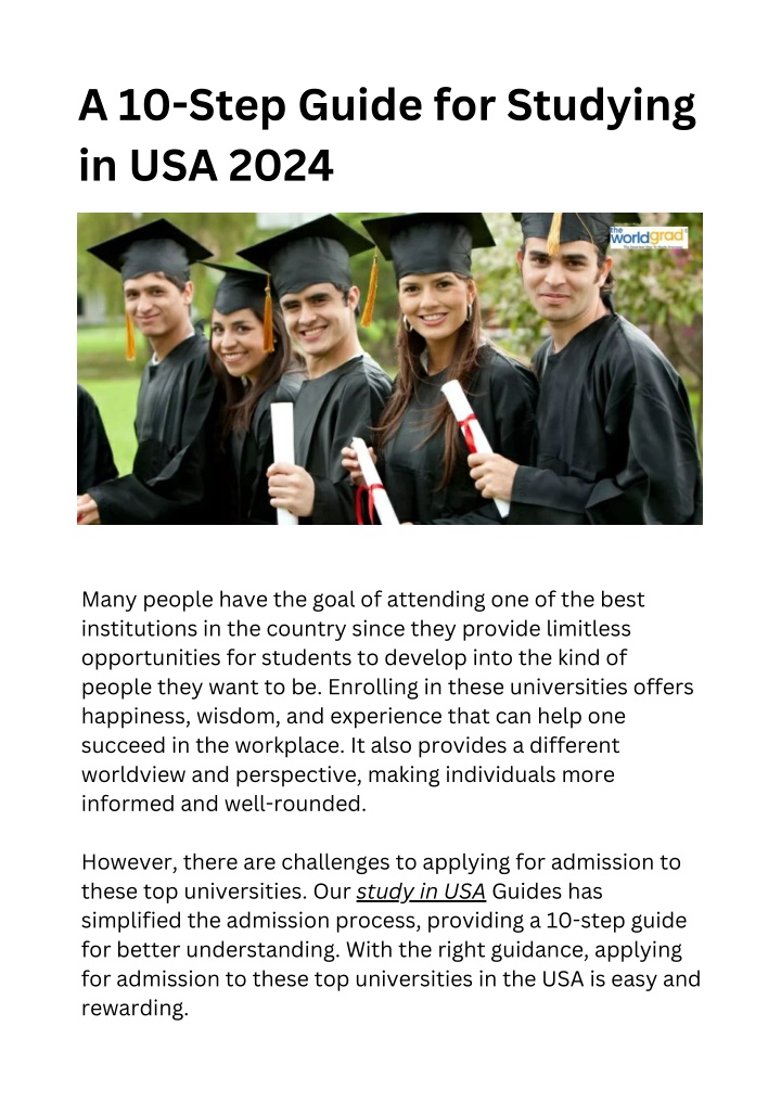 a 10 step guide for studying in usa 2024