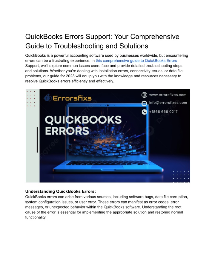 quickbooks errors support your comprehensive