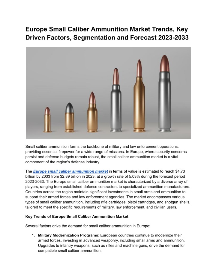 europe small caliber ammunition market trends