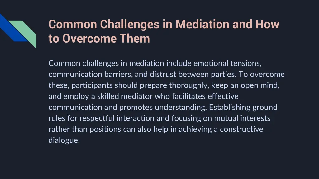 common challenges in mediation