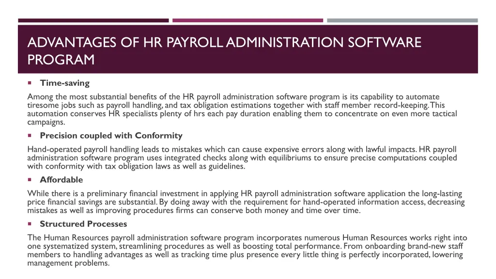 advantages of hr payroll administration software