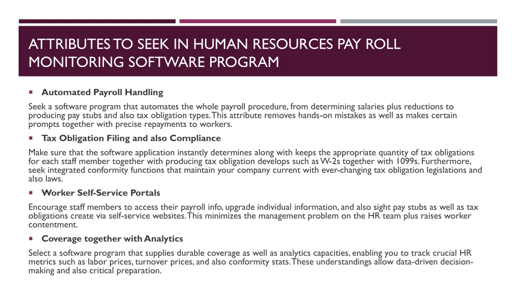 attributes to seek in human resources pay roll