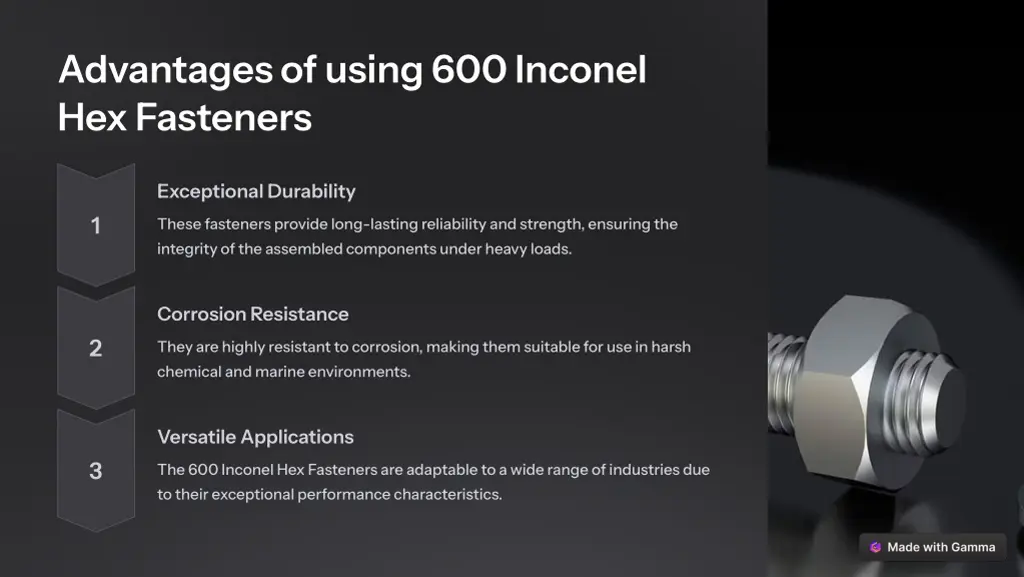 advantages of using 600 inconel hex fasteners