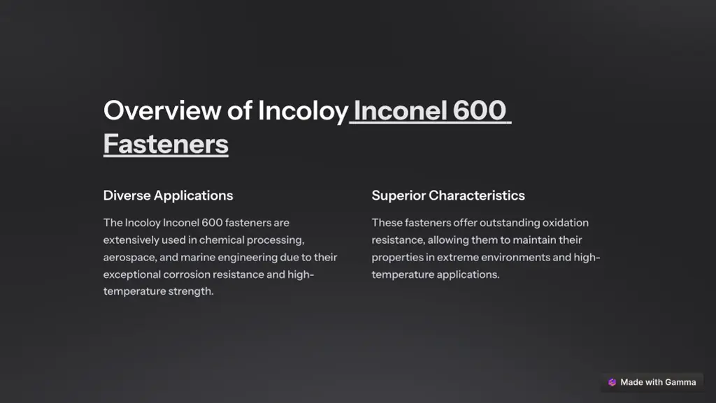 overview of incoloy inconel 600 fasteners