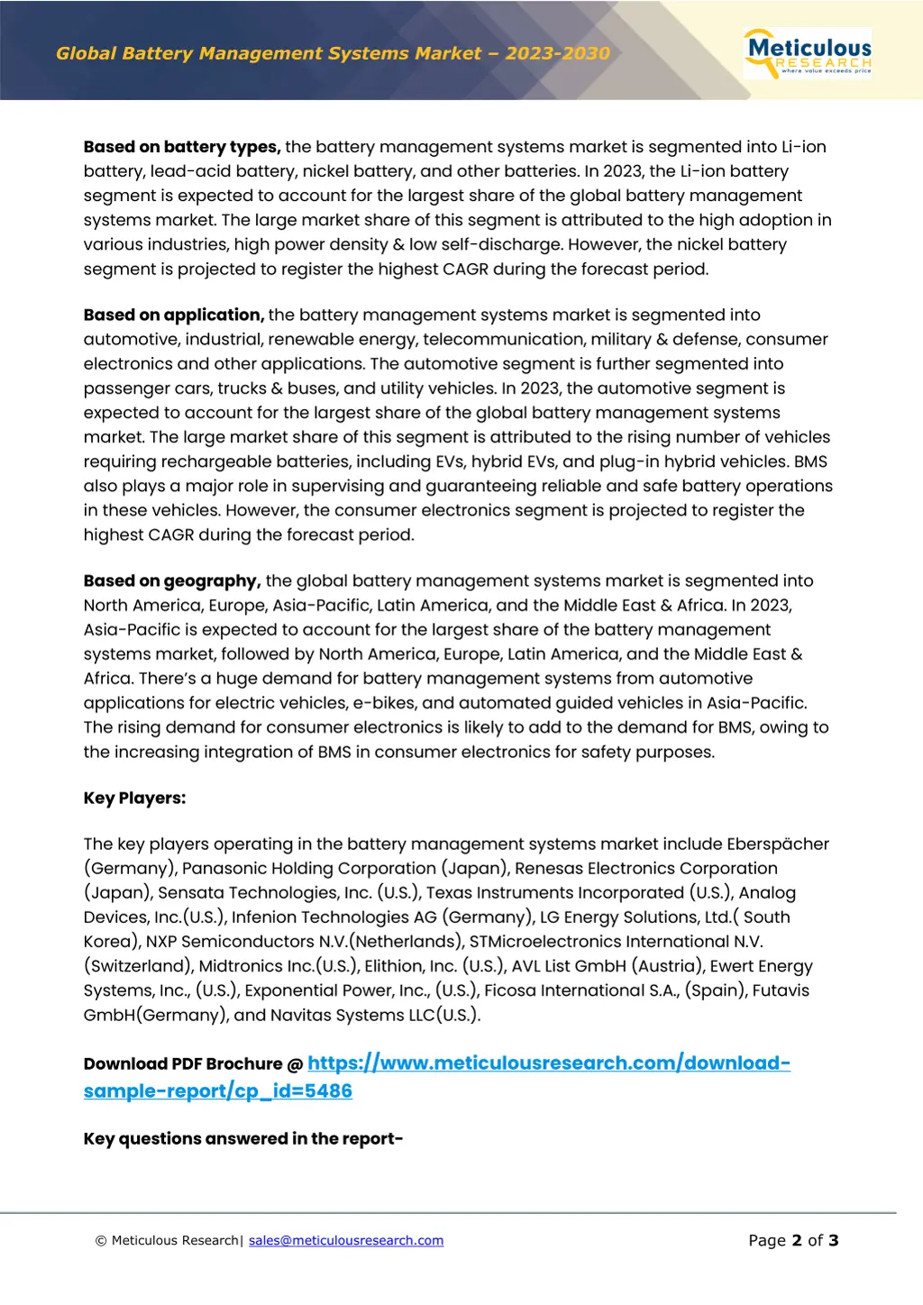 global battery management systems market 2023 2030 1