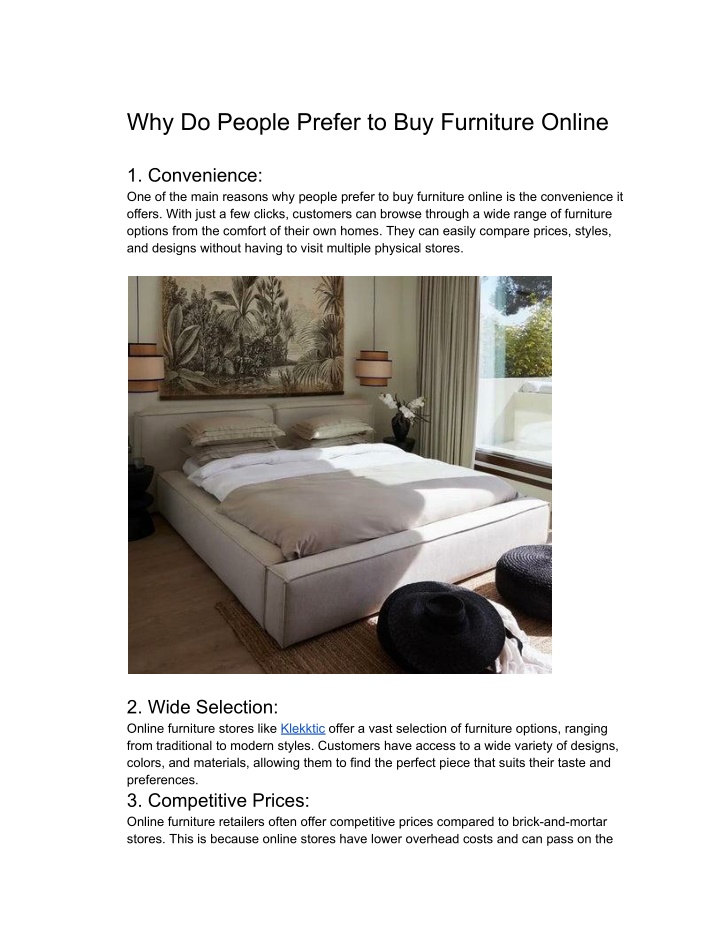 why do people prefer to buy furniture online