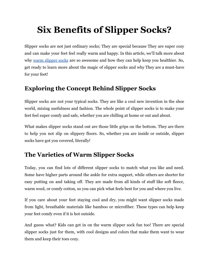 six benefits of slipper socks