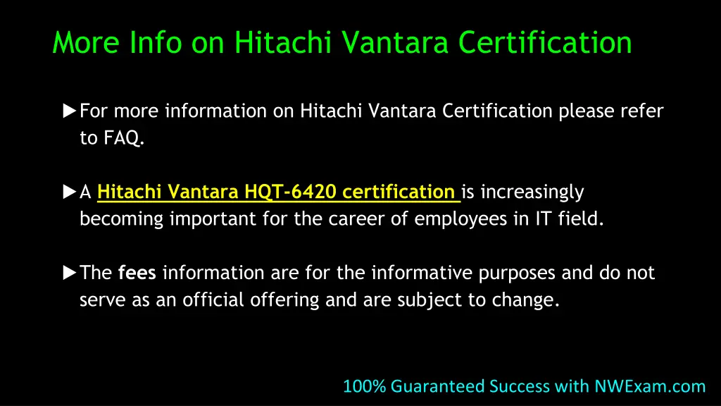 more info on hitachi vantara certification