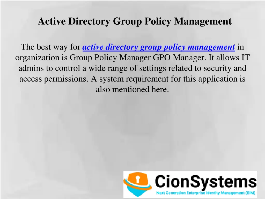 active directory group policy management