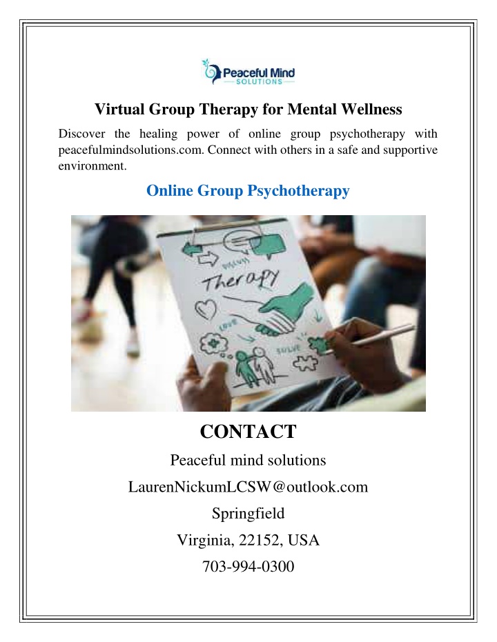 virtual group therapy for mental wellness