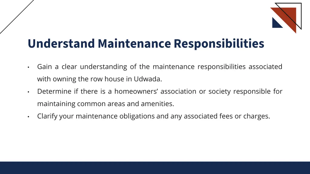 understand maintenance responsibilities