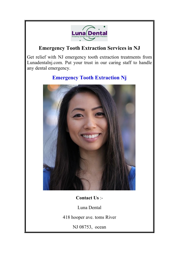 emergency tooth extraction services in nj