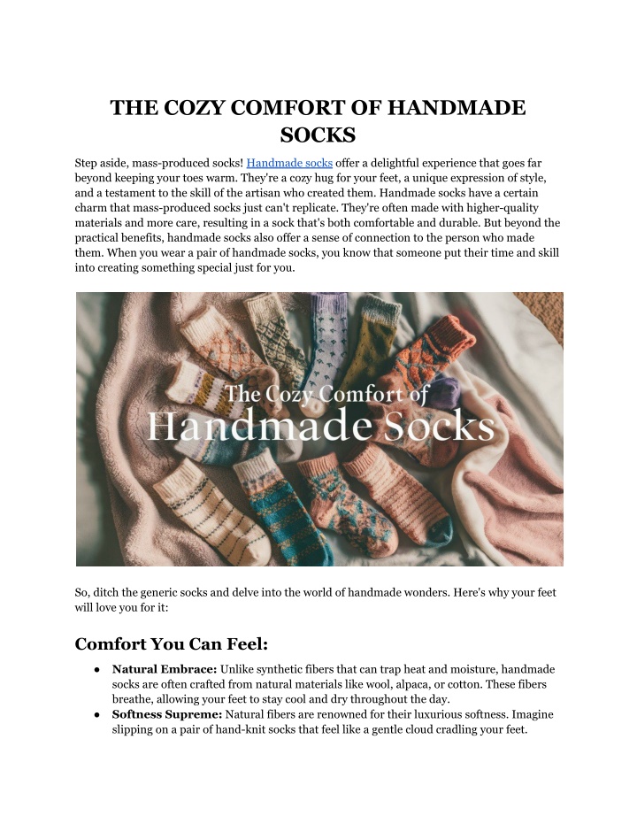 the cozy comfort of handmade socks