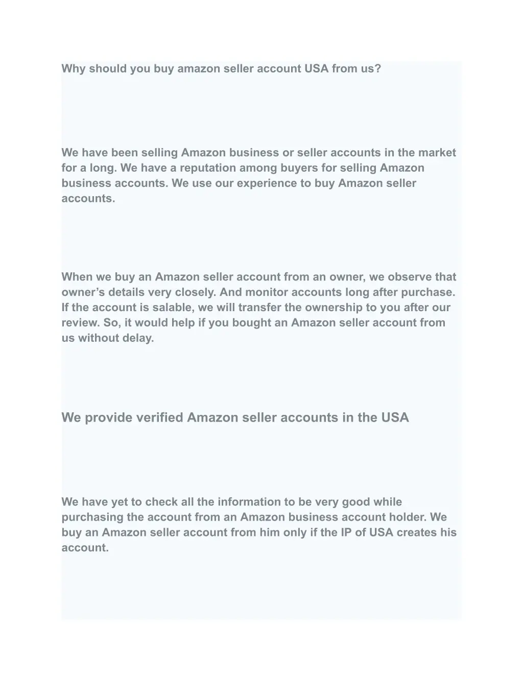 why should you buy amazon seller account usa from