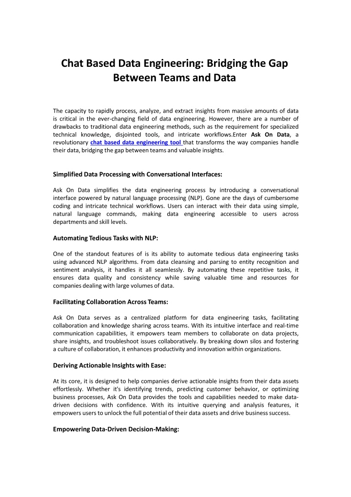 chat based data engineering bridgingthe