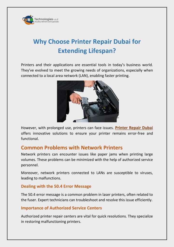 why choose printer repair dubai for extending