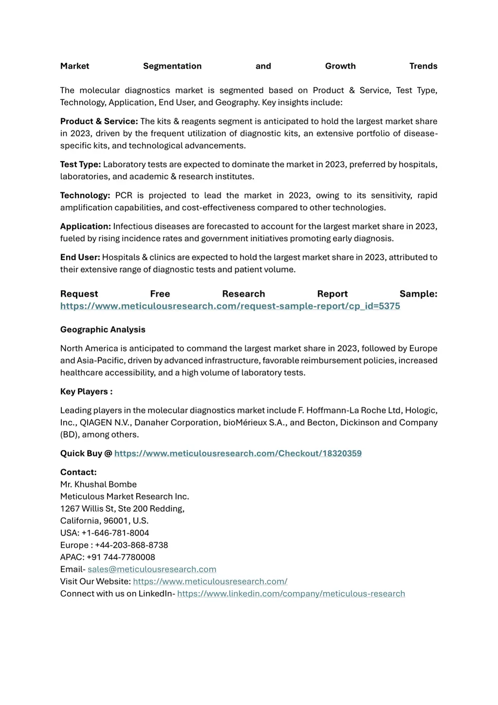 market the molecular diagnostics market