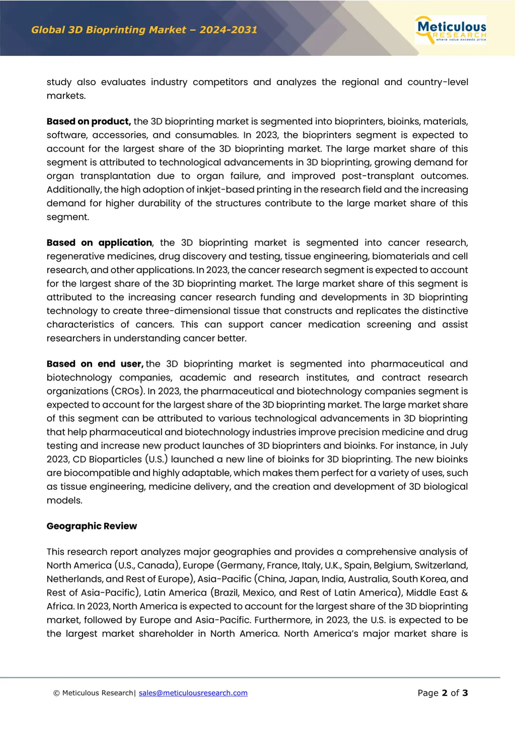 global 3d bioprinting market 2024 2031 1