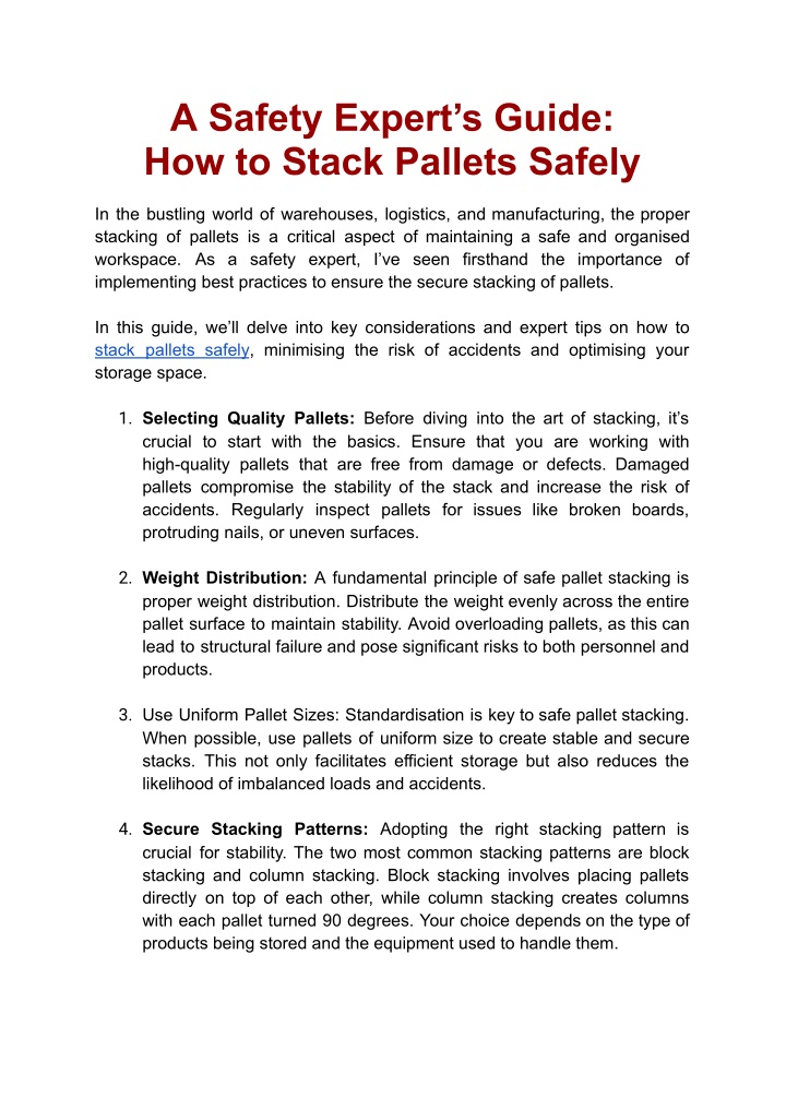 a safety expert s guide how to stack pallets