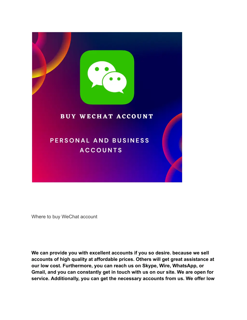 where to buy wechat account
