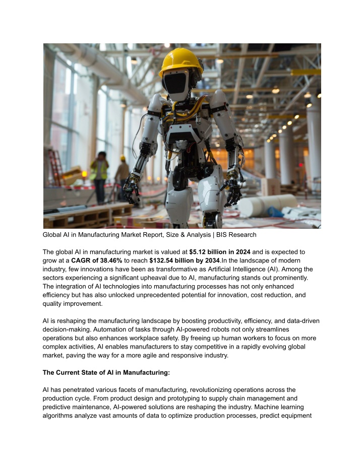 global ai in manufacturing market report size