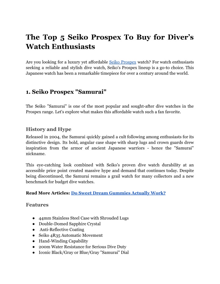 the top 5 seiko prospex to buy for diver s watch