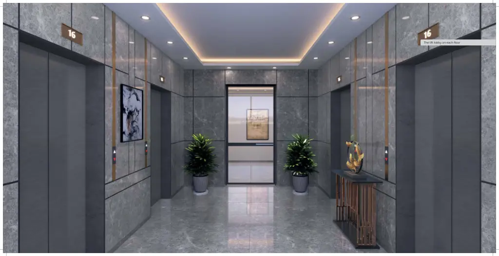 the lift lobby on each floor