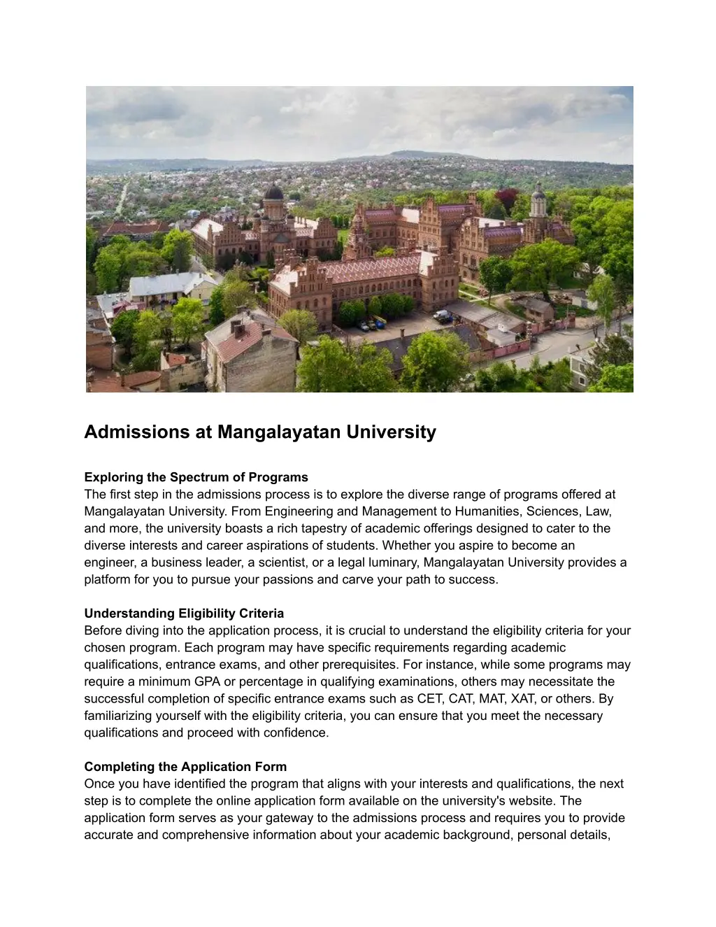 admissions at mangalayatan university