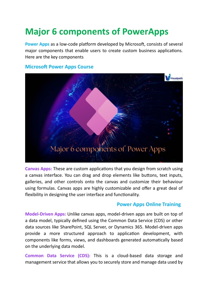 major 6 components of powerapps