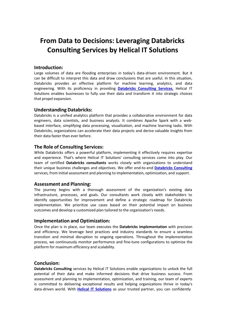 from data to decisions leveraging databricks