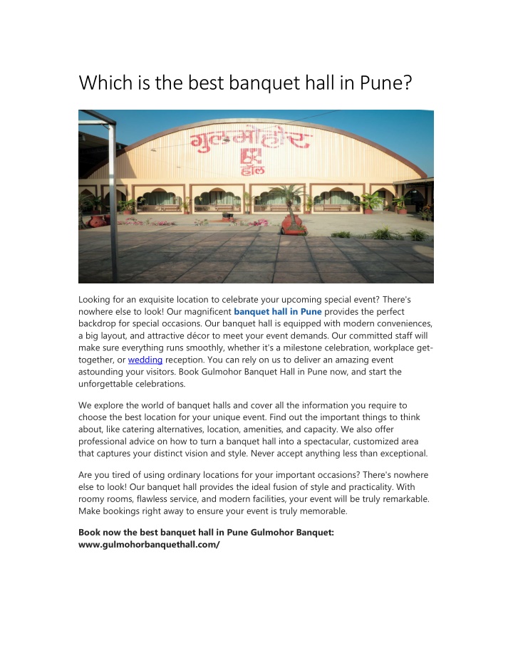 which is the best banquet hall in pune