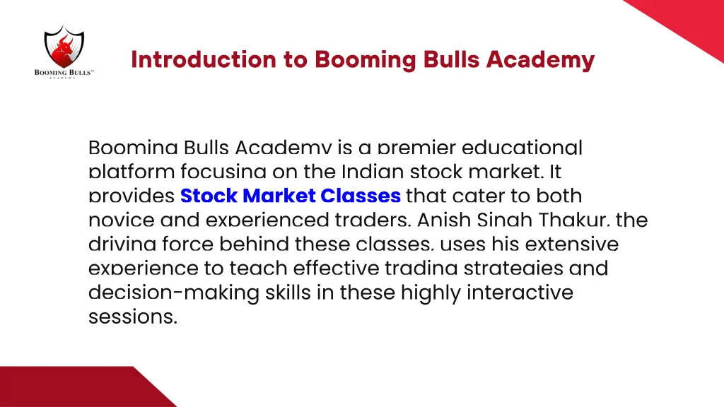 introduction to booming bulls academy