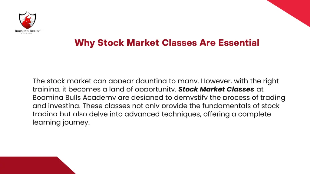 why stock market classes are essential