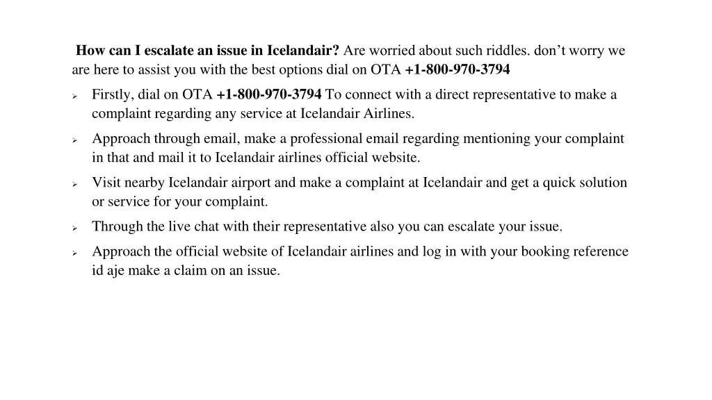 how can i escalate an issue in icelandair
